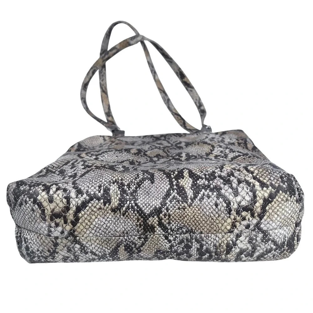 Vintage Paloma Picasso‎ Snakeskin Print Leather Shoulder Tote Bag Italy 90's